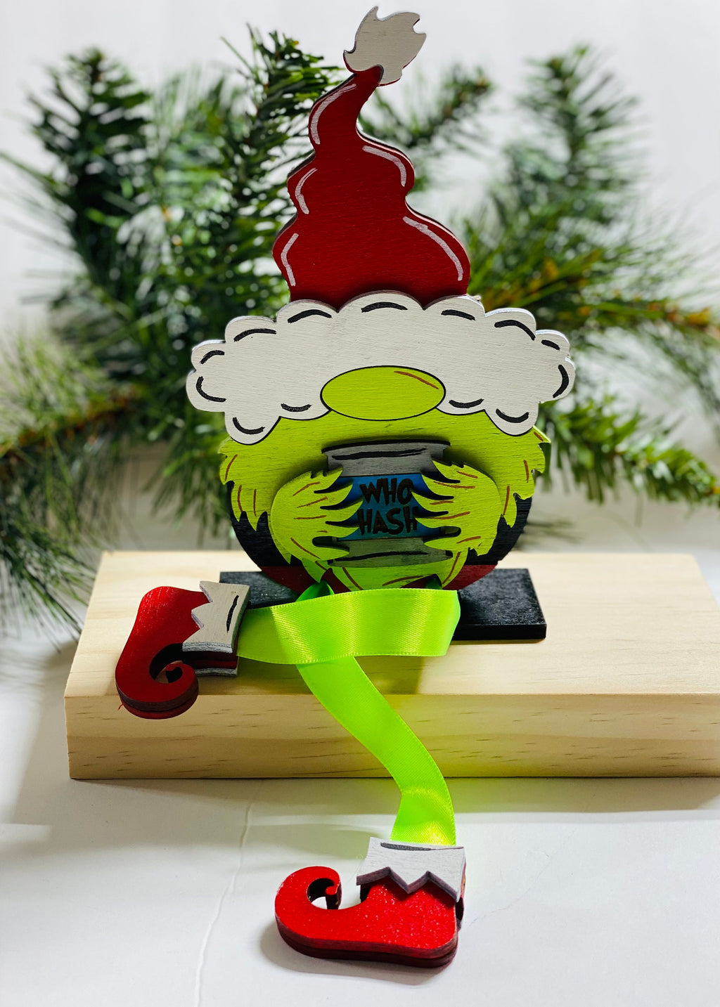 Mean One Gnome and Max the Dog Set -  Shelf Sitter - Christmas Decoration Decor