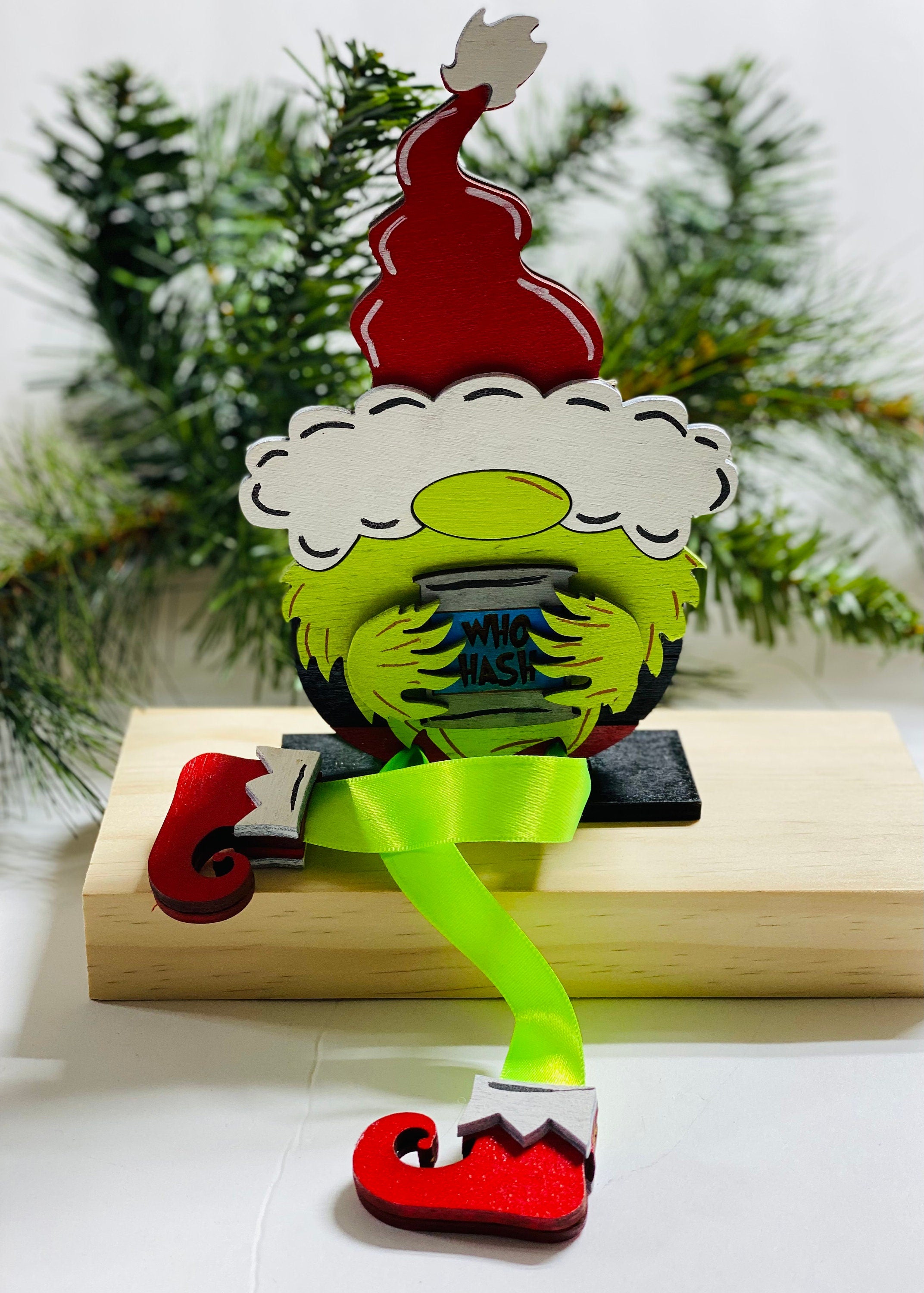 Mean One Gnome and Max the Dog Set -  Shelf Sitter - Christmas Decoration Decor