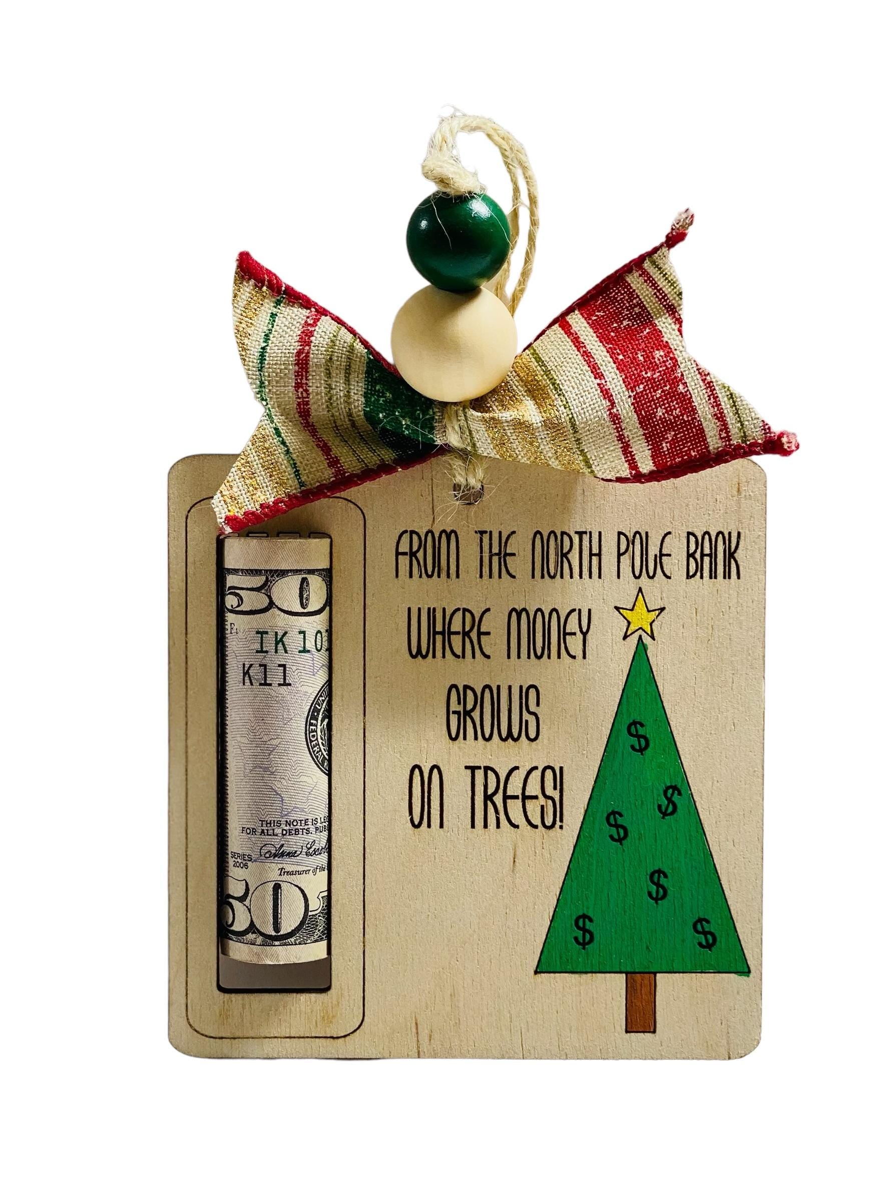 Money Grows On Trees - Christmas  Tree - Money Holder - Wooden Ornament