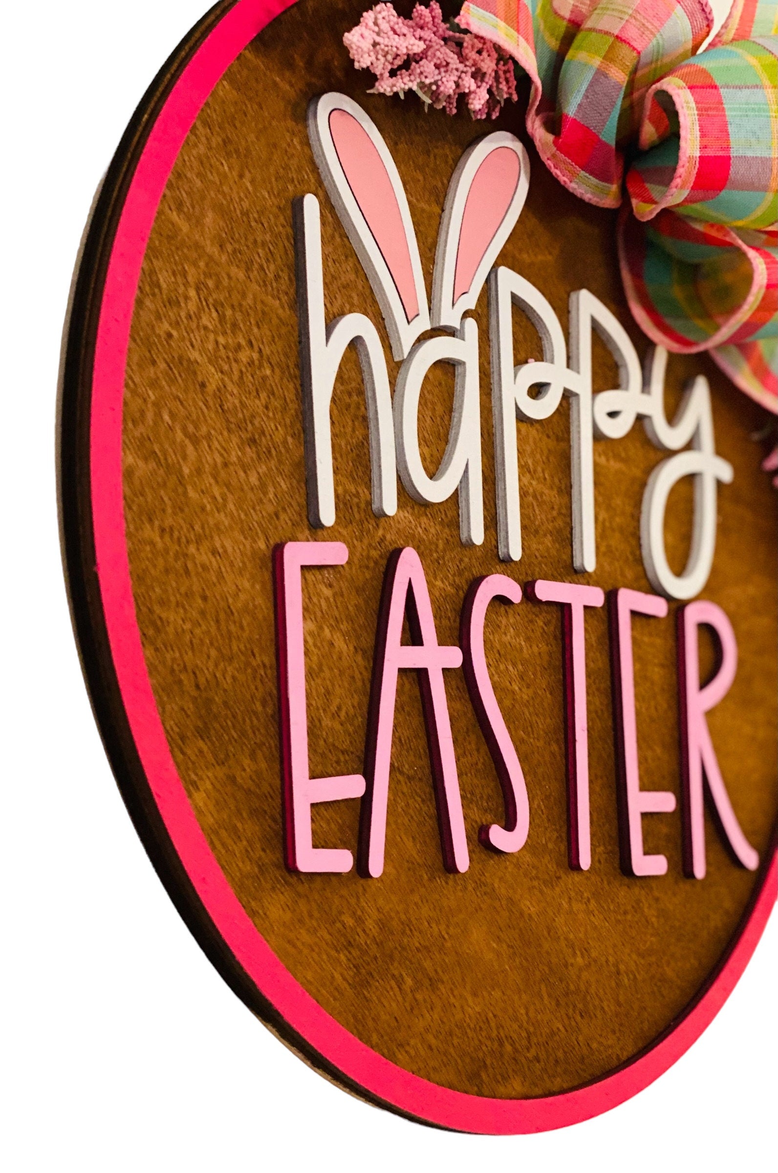 Happy Easter - Wooden 12” Round - Easter / Spring - Door Sign / Wreath
