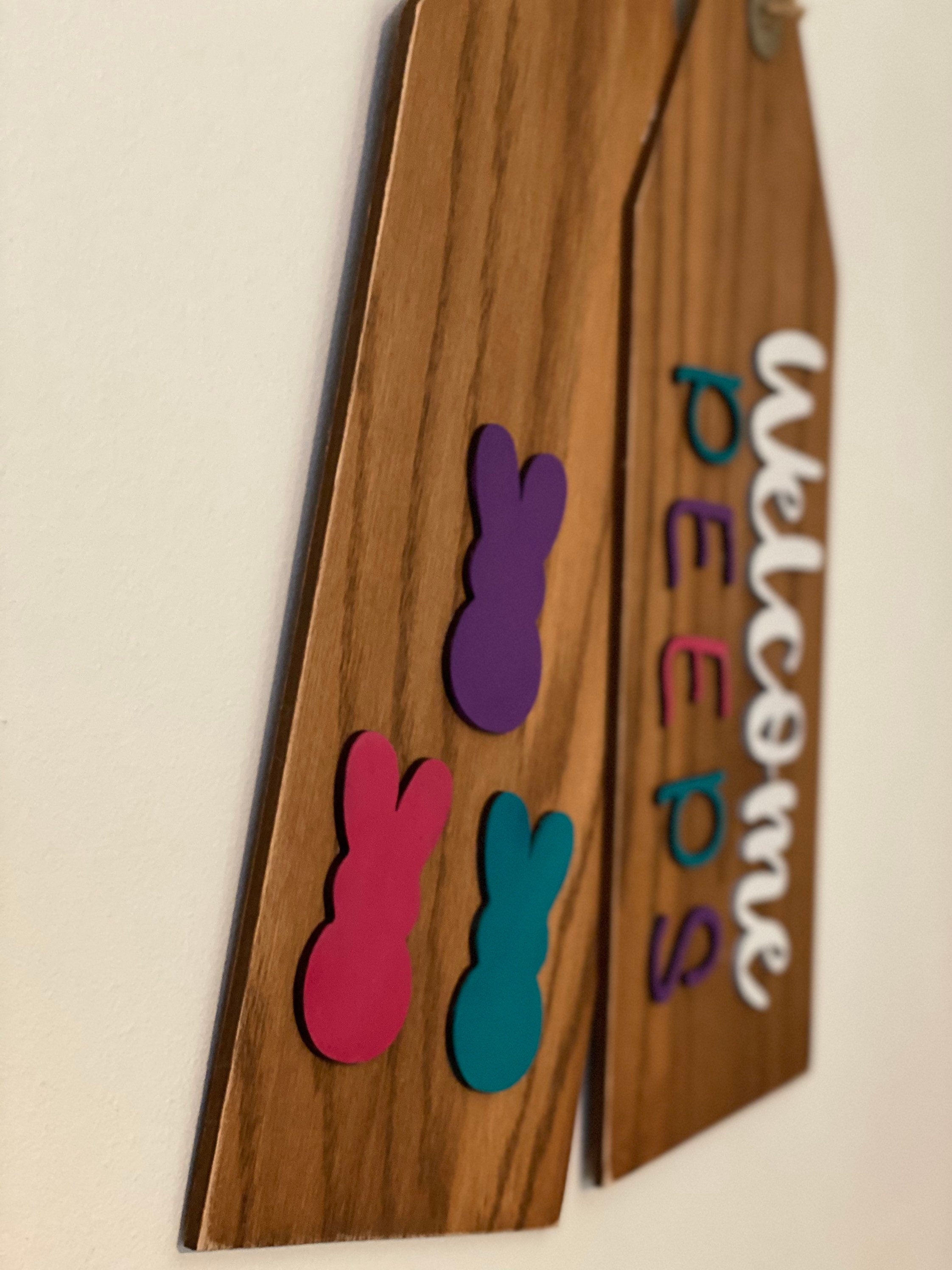 Welcome Peeps - Wooden - Easter / Spring - Door Tags - Sign- Gift for Housewarming- Present for Him Her