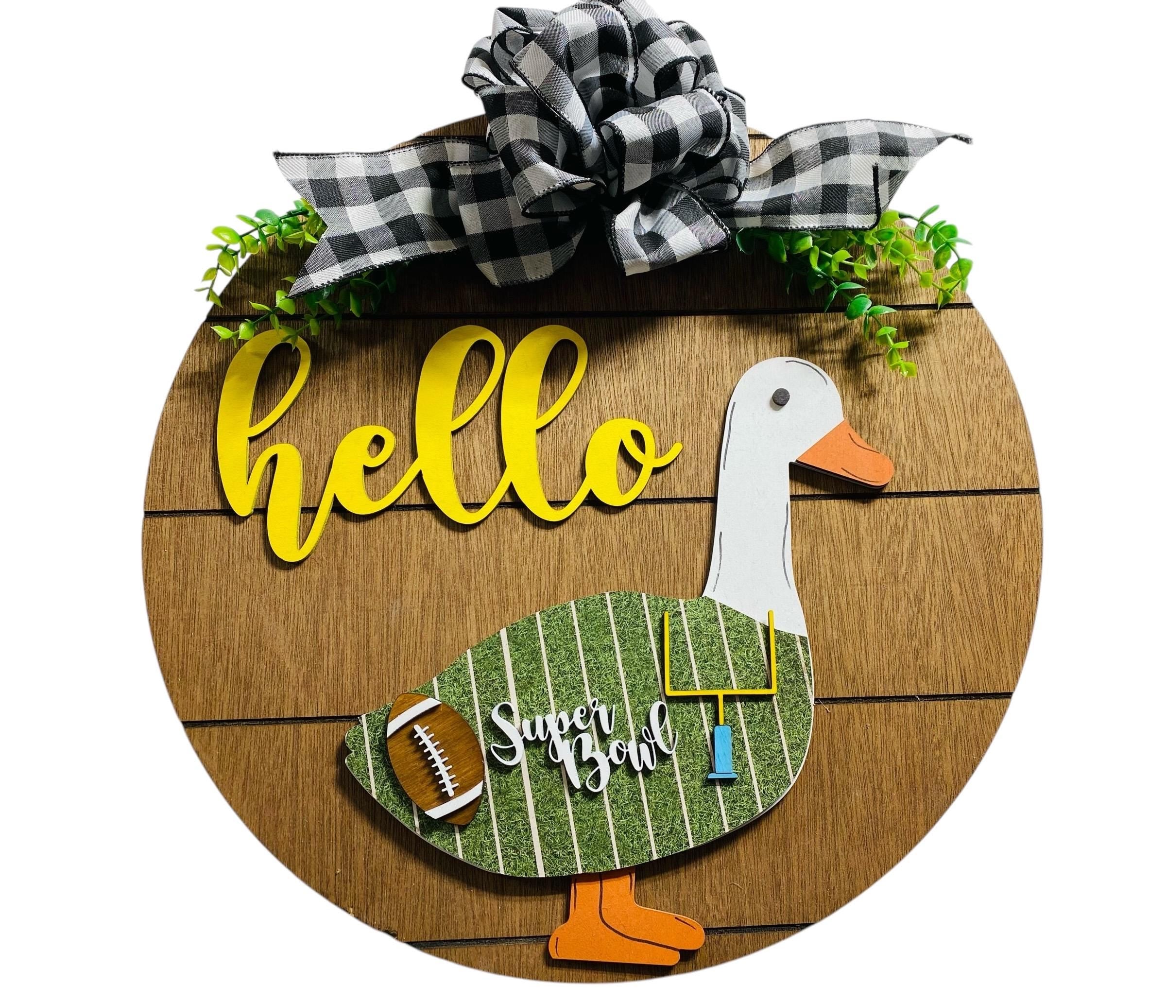 Add on Outfit - Super Bowl - Football - For Goose Goosey Interchangeable Large Round Wooden Shiplap Door Hanger / Wreath or Standup