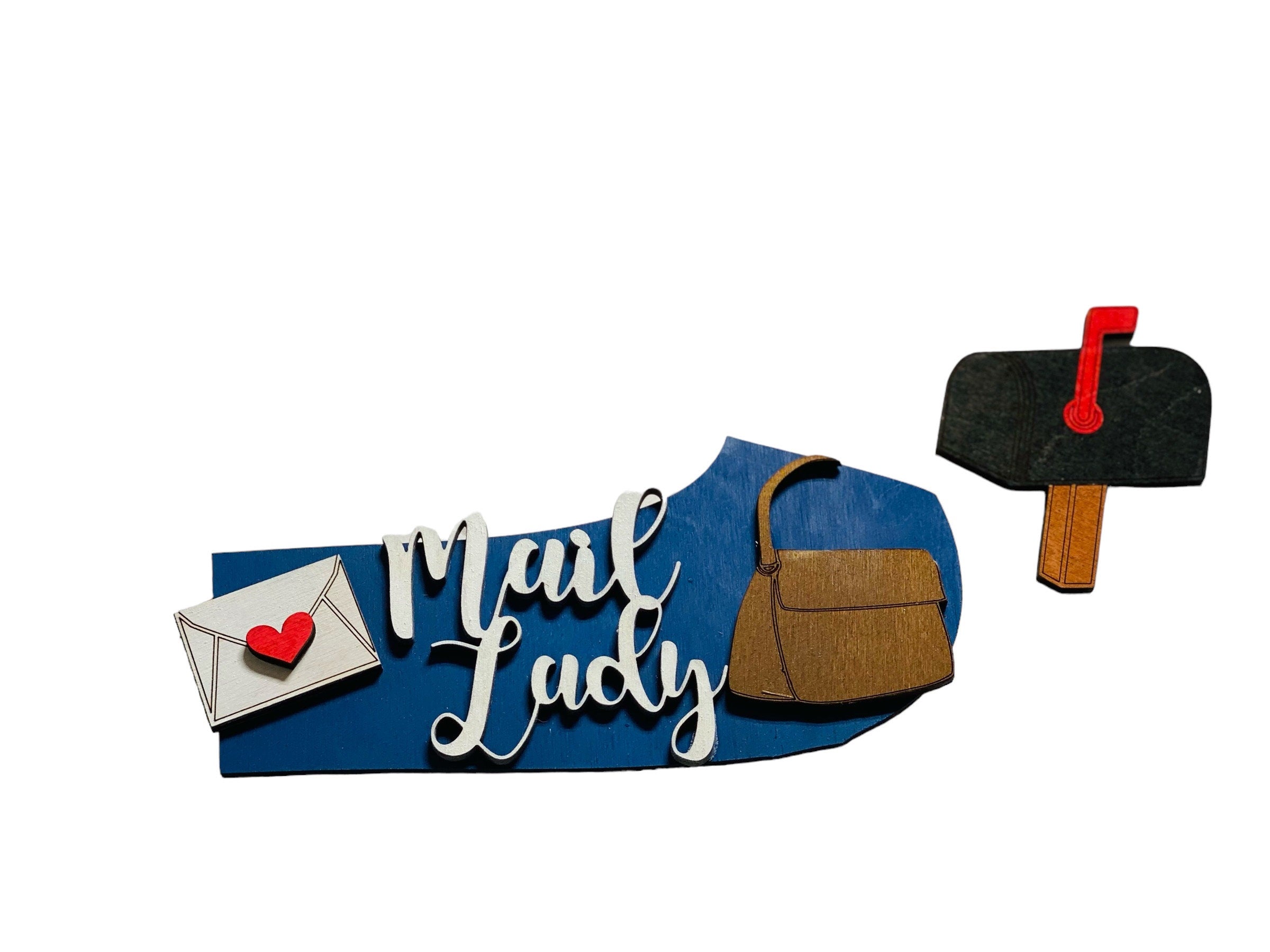 Add on Outfit for Schnauzer Yorkie Frenchie Pug -  Mail Lady - Dog - Large Round Wooden Shiplap Door Hanger / Wreath / Sign
