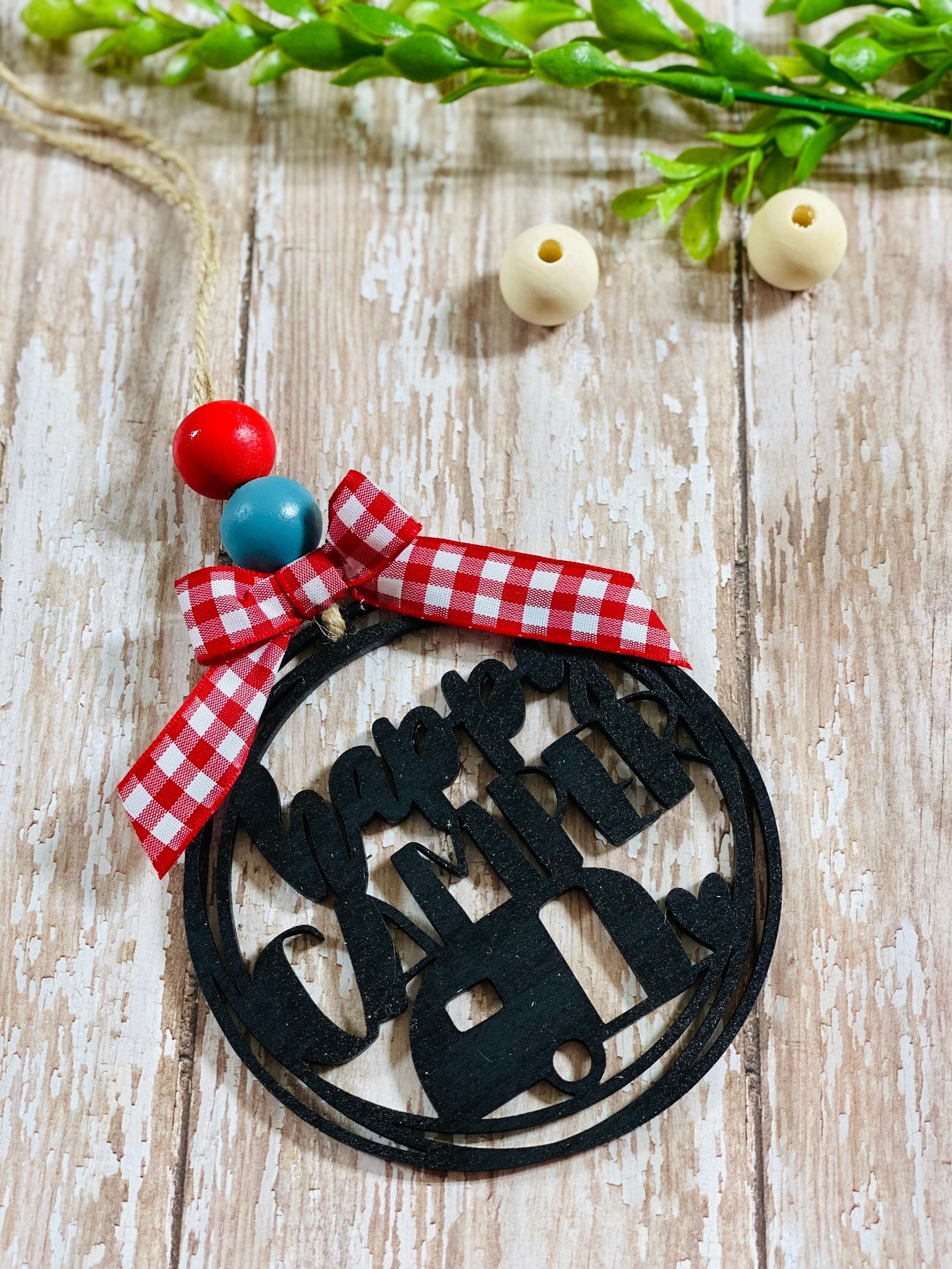 Happy Camper  - Car Charm - Rear View Mirror Hanger - Ornament - Gift Present