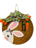 Spring - Easter Bunny Hi - Raised Lettering - Large - Wooden Door Sign / Wreath