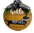 Add on Outfit for Dachshund Doxie - Break a Leg / Theater - Weiner Dog - Large Round Wooden Shiplap Door Hanger / Wreath / Sign