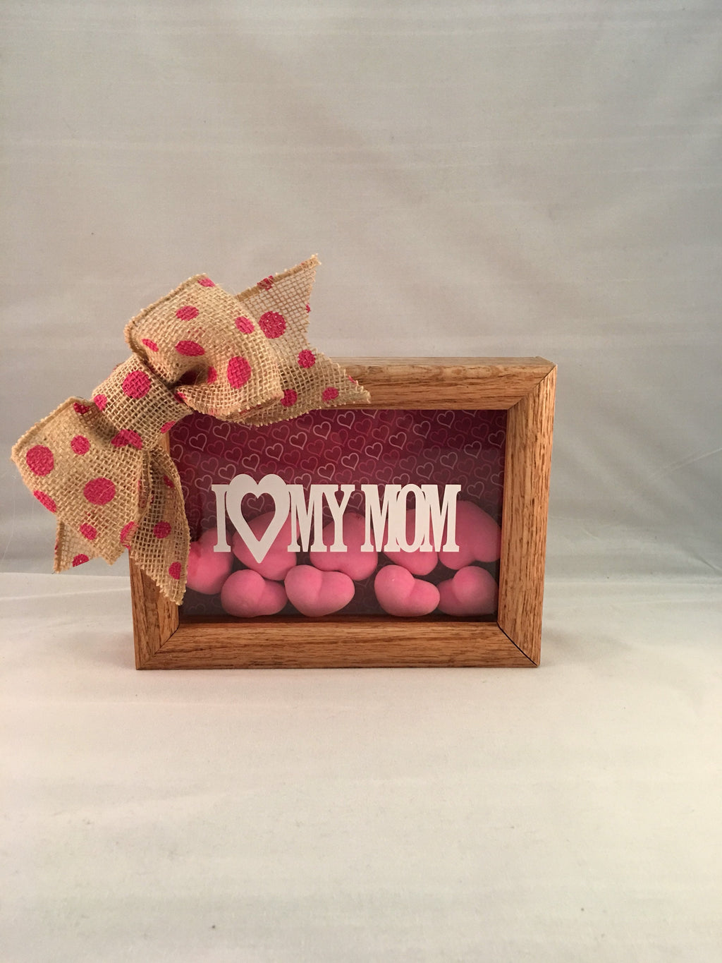 I Heart My Mom 5 x 7 Wooden Mother's Day Shadow Box with Hearts