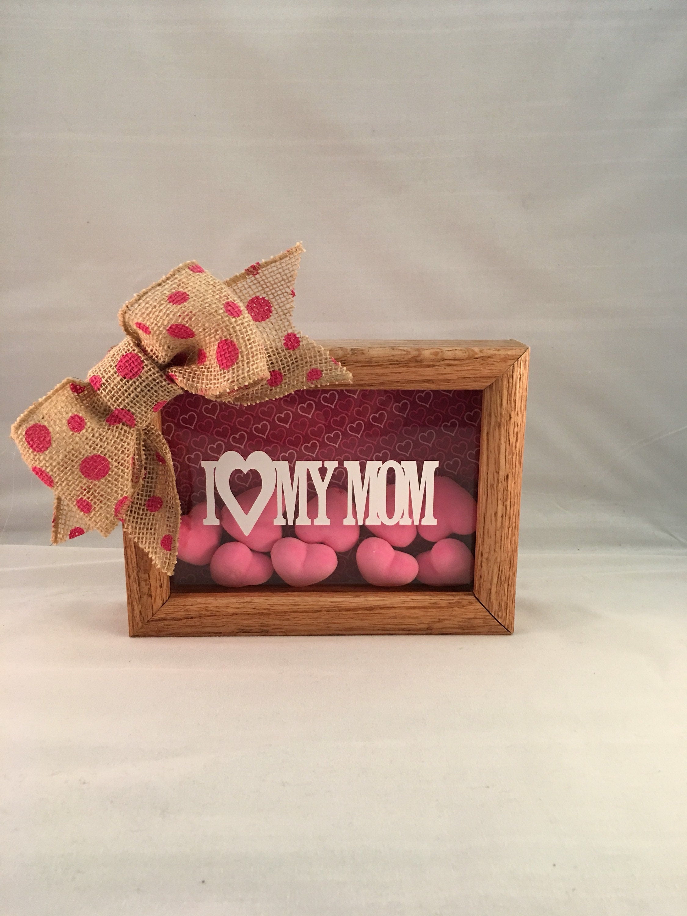 I Heart My Mom 5 x 7 Wooden Mother's Day Shadow Box with Hearts