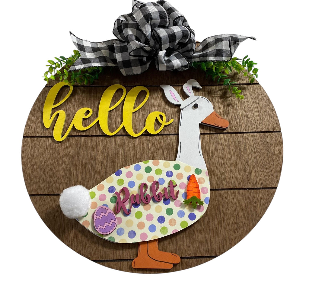 Add on Outfit - Easter Bunny - For Goose Goosey Interchangeable Large Round Wooden Shiplap Door Hanger / Wreath or Standup