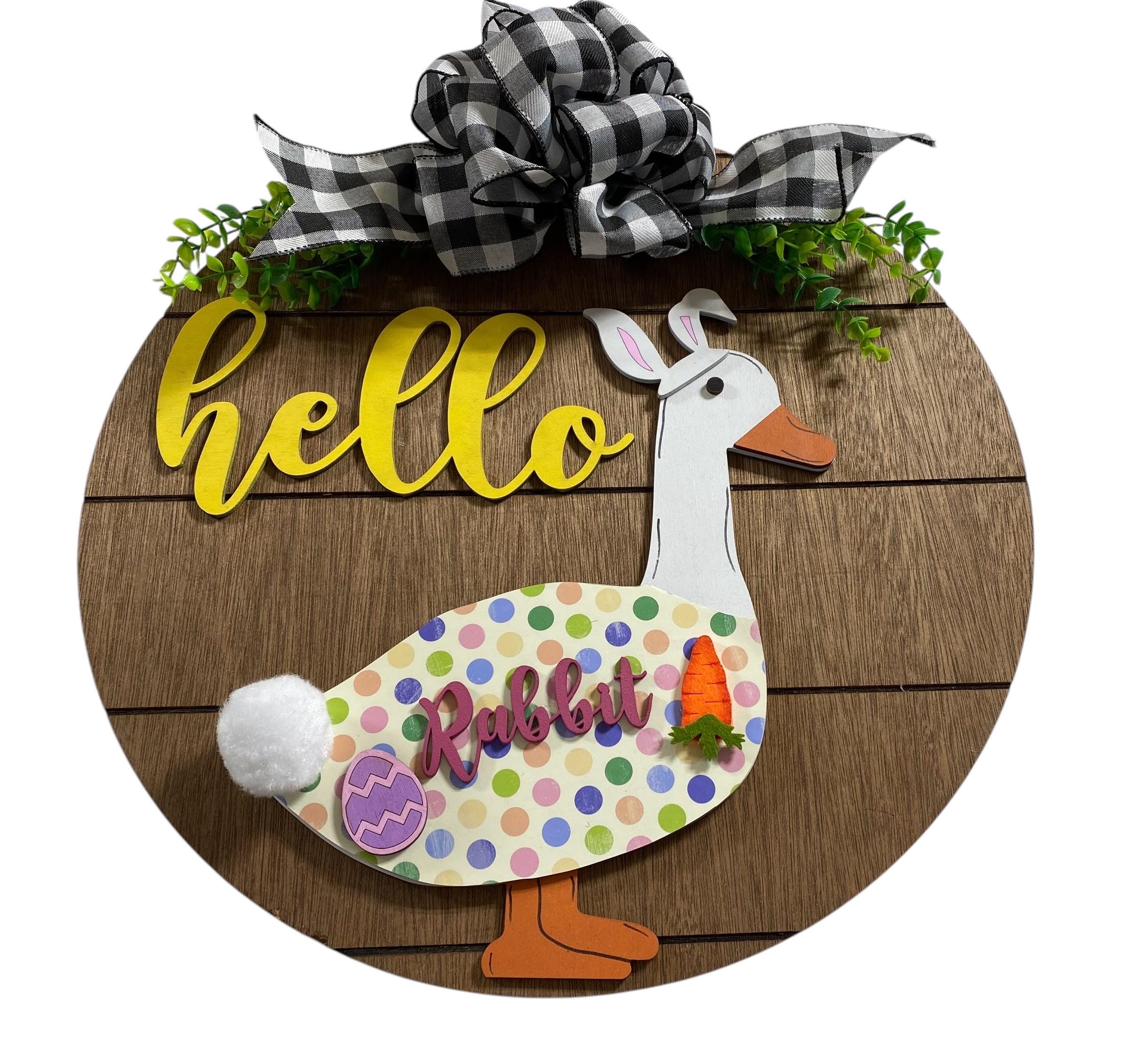 Add on Outfit - Easter Bunny - For Goose Goosey Interchangeable Large Round Wooden Shiplap Door Hanger / Wreath or Standup
