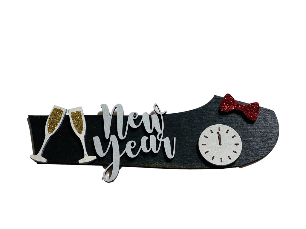 Add on Outfit for Dachshund Doxie - New Years - Weiner Dog - Large Round Wooden Shiplap Door Hanger / Wreath / Sign