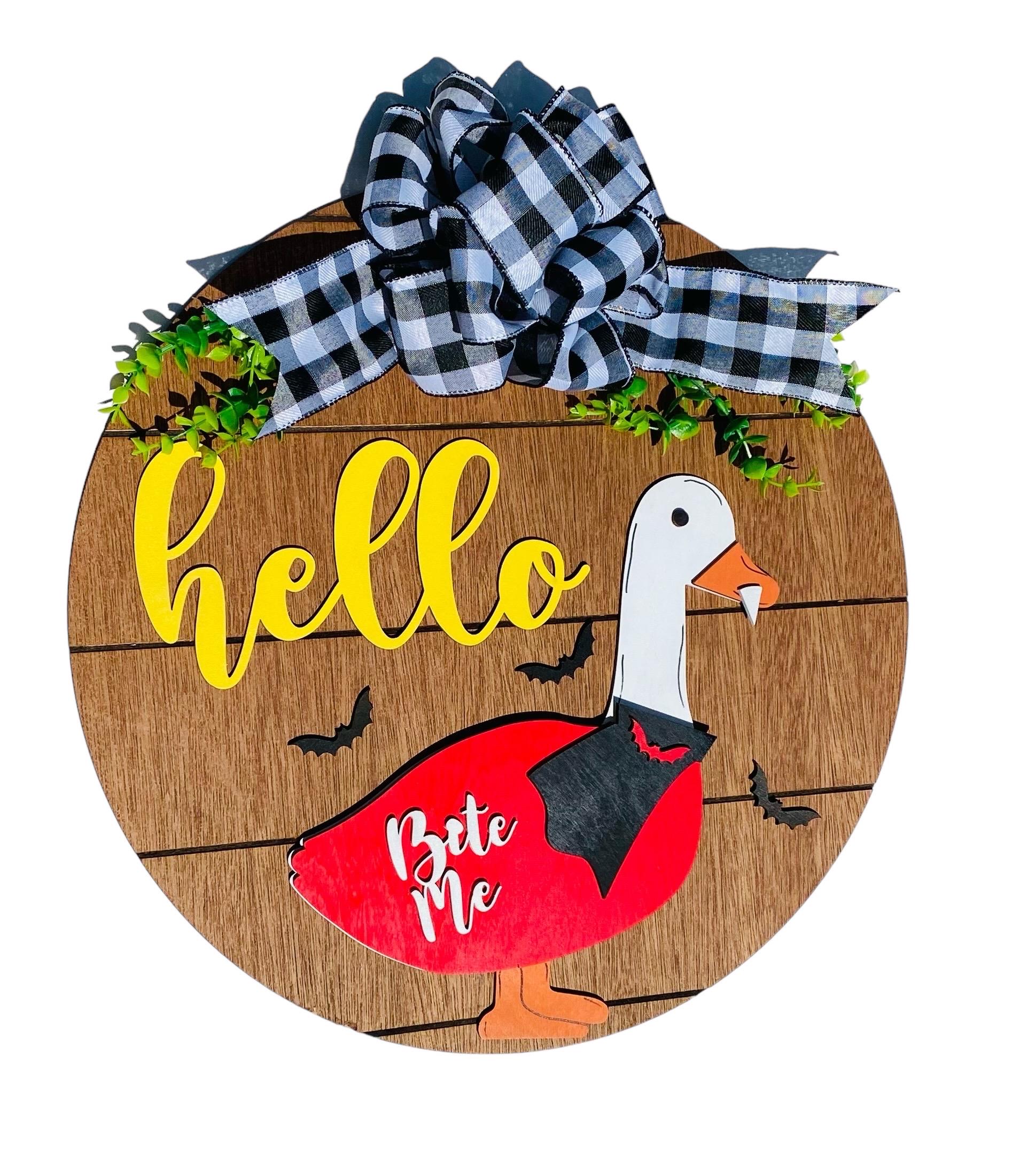 Add on Outfit - Dracula - Bite Me - Halloween - For Goose Goosey Interchangeable Large Round Wooden Shiplap Door Hanger / Wreath or Standup