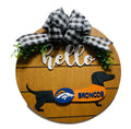 Add on Outfit for Dachshund Doxie - Denver Broncos - Football - Weiner Dog - Large Round Wooden Shiplap Door Hanger / Wreath / Sign