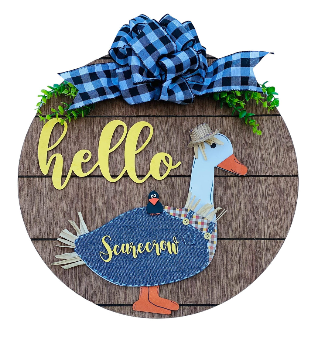 Add on Outfit - Fall - Scarecrow - For Goose Goosey Interchangeable Large Round Wooden Shiplap Door Hanger / Wreath - Standup