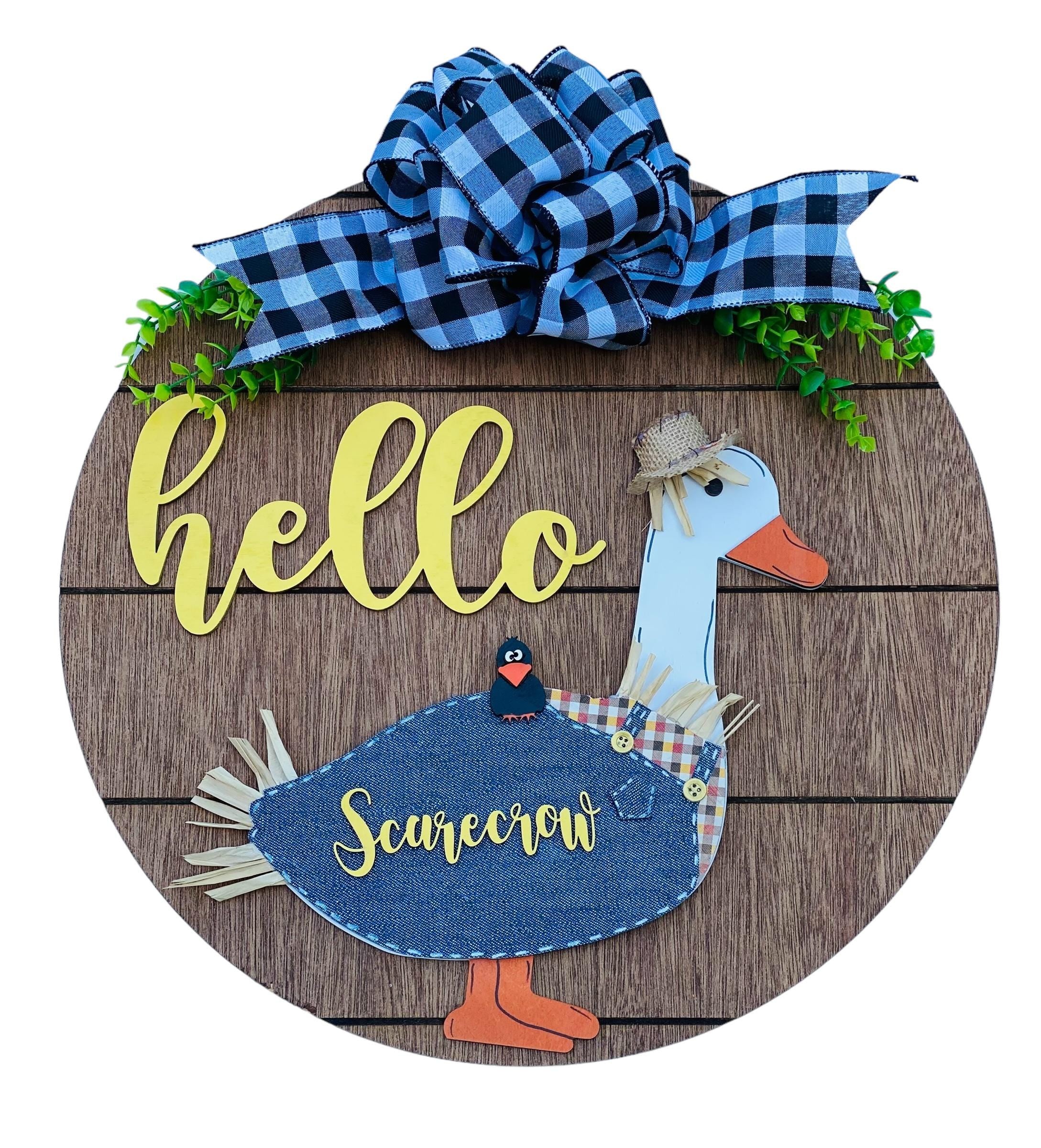 Add on Outfit - Fall - Scarecrow - For Goose Goosey Interchangeable Large Round Wooden Shiplap Door Hanger / Wreath - Standup