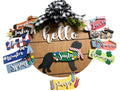 Hello St. Bernard - Interchangeable Holidays Seasons - Large Round Wooden Shiplap Door Hanger / Wreath/Sign - Gift Mom