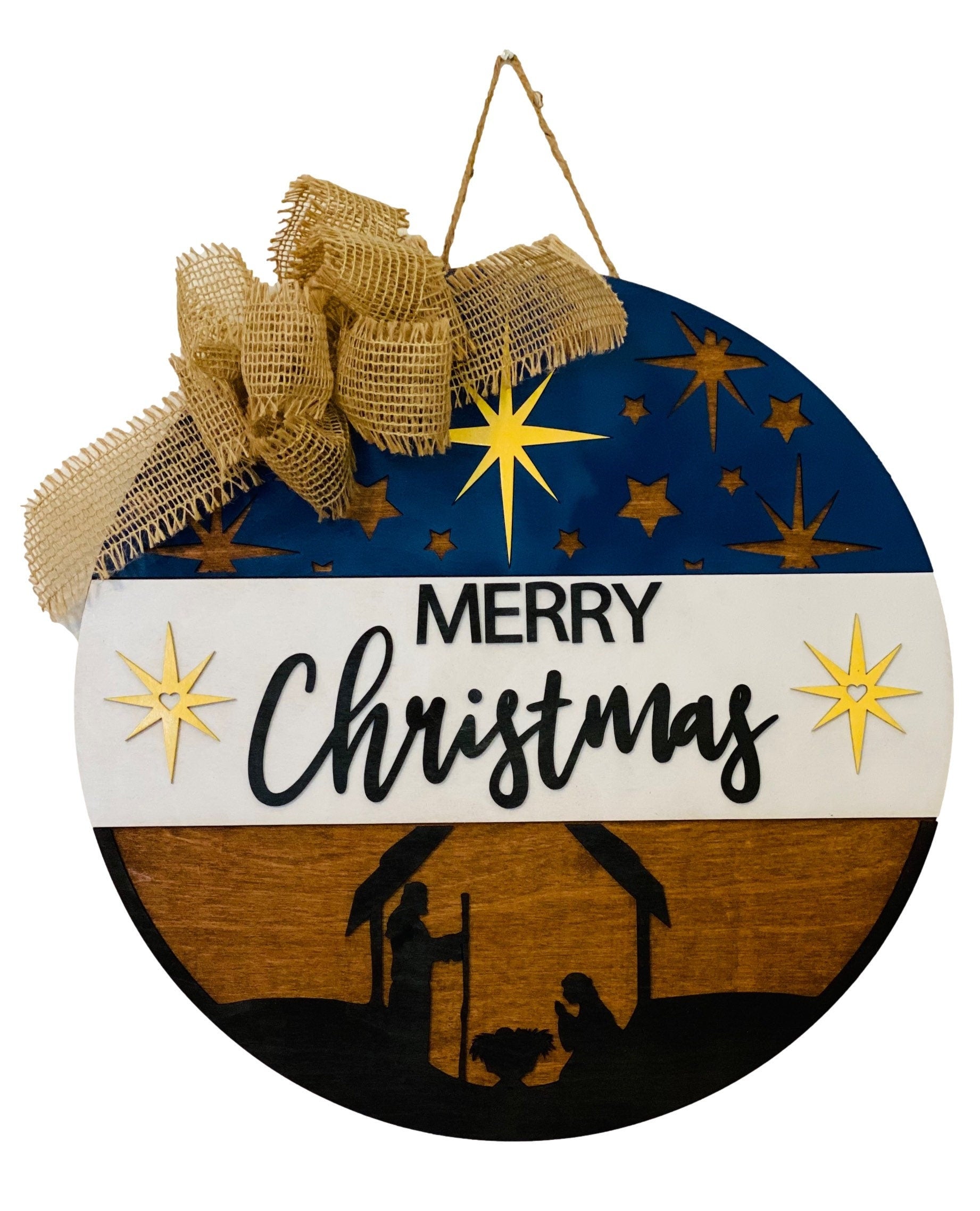 Merry Christmas - Nativity - Religious - 18" Layered Wooden - Fall Door Sign / Wreath