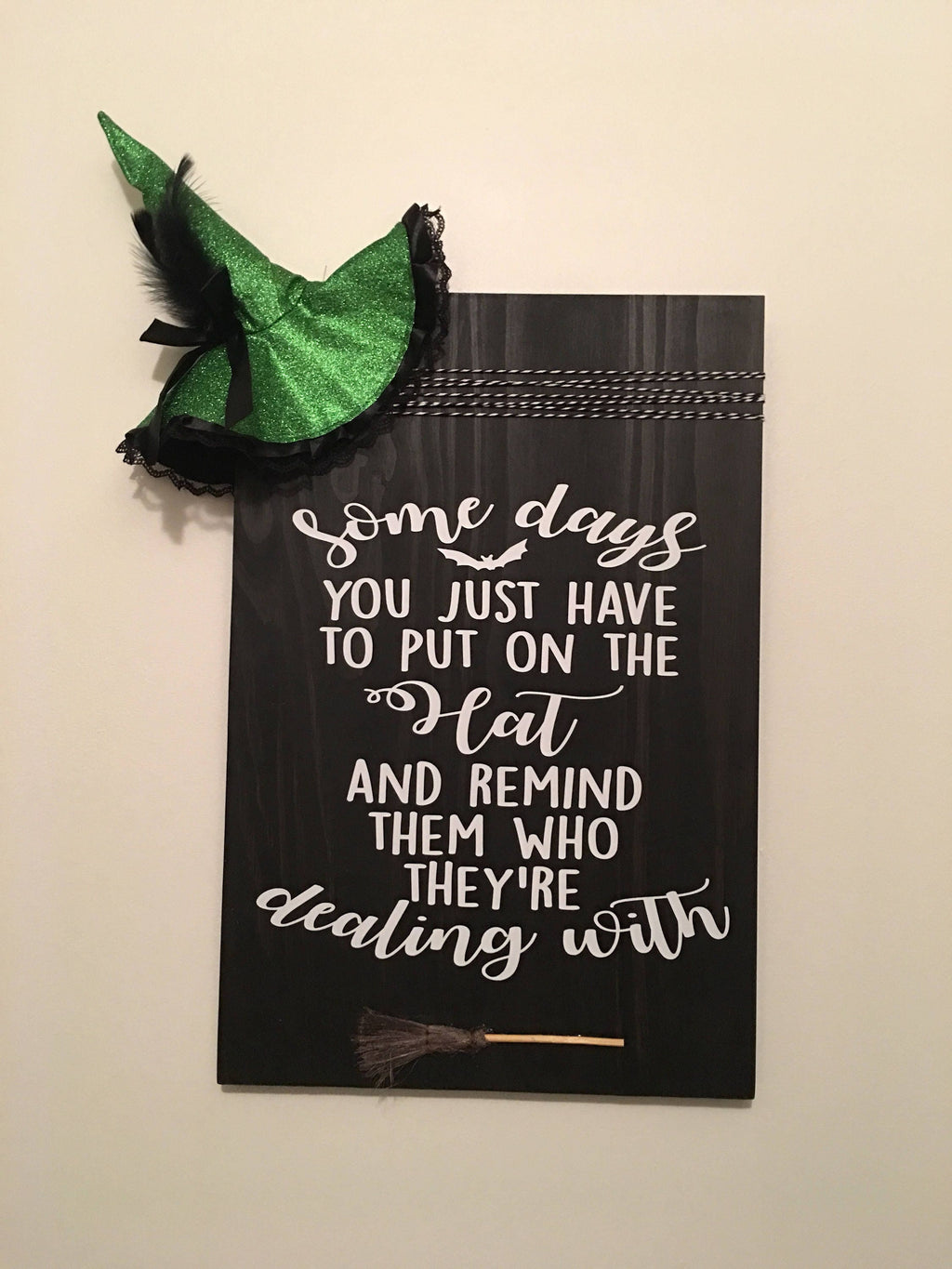 Rustic 11" x 18" Wooden Put on the Witch Hat Halloween Sign