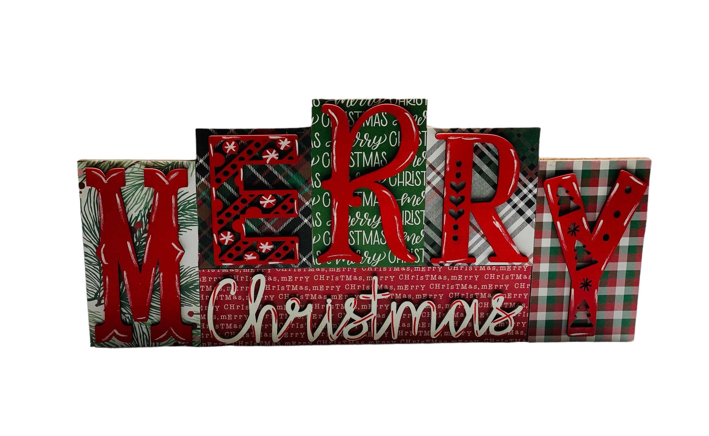 Merry Christmas | Xmas | Printed Block | Decorative | Shelf Sitter