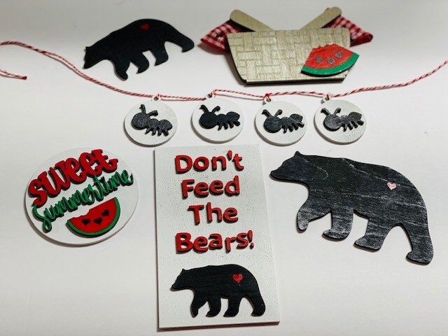 Ants and Bear Picnic- Tier Tray Set - SVG  File - Digital - Glowforge - Silhouette - Cricut