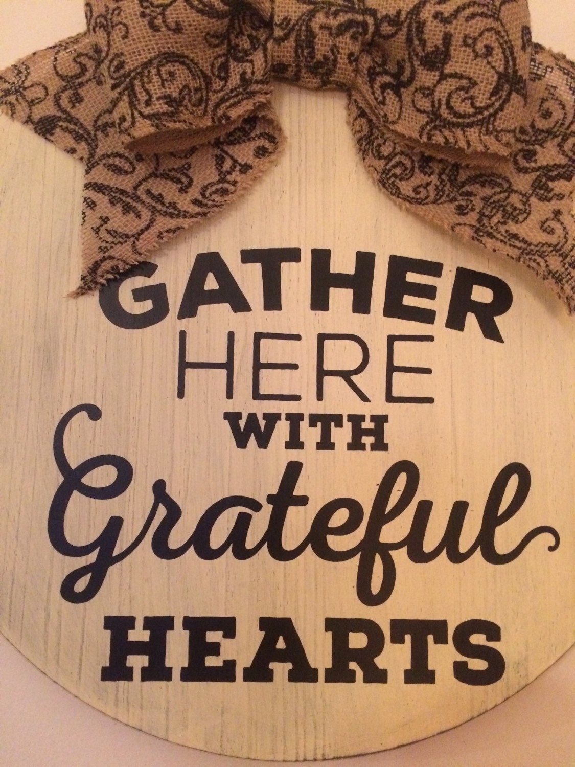 18" Round Wooden Thanksgiving "Gather Here" Door Wreath / Sign FREE SHIPPING