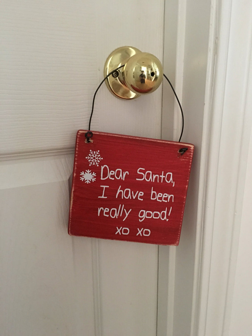 Adorable Rustic "Dear Santa" Wooden Reversible Christmas  Kid's Room Door Sign FREE SHIPPING