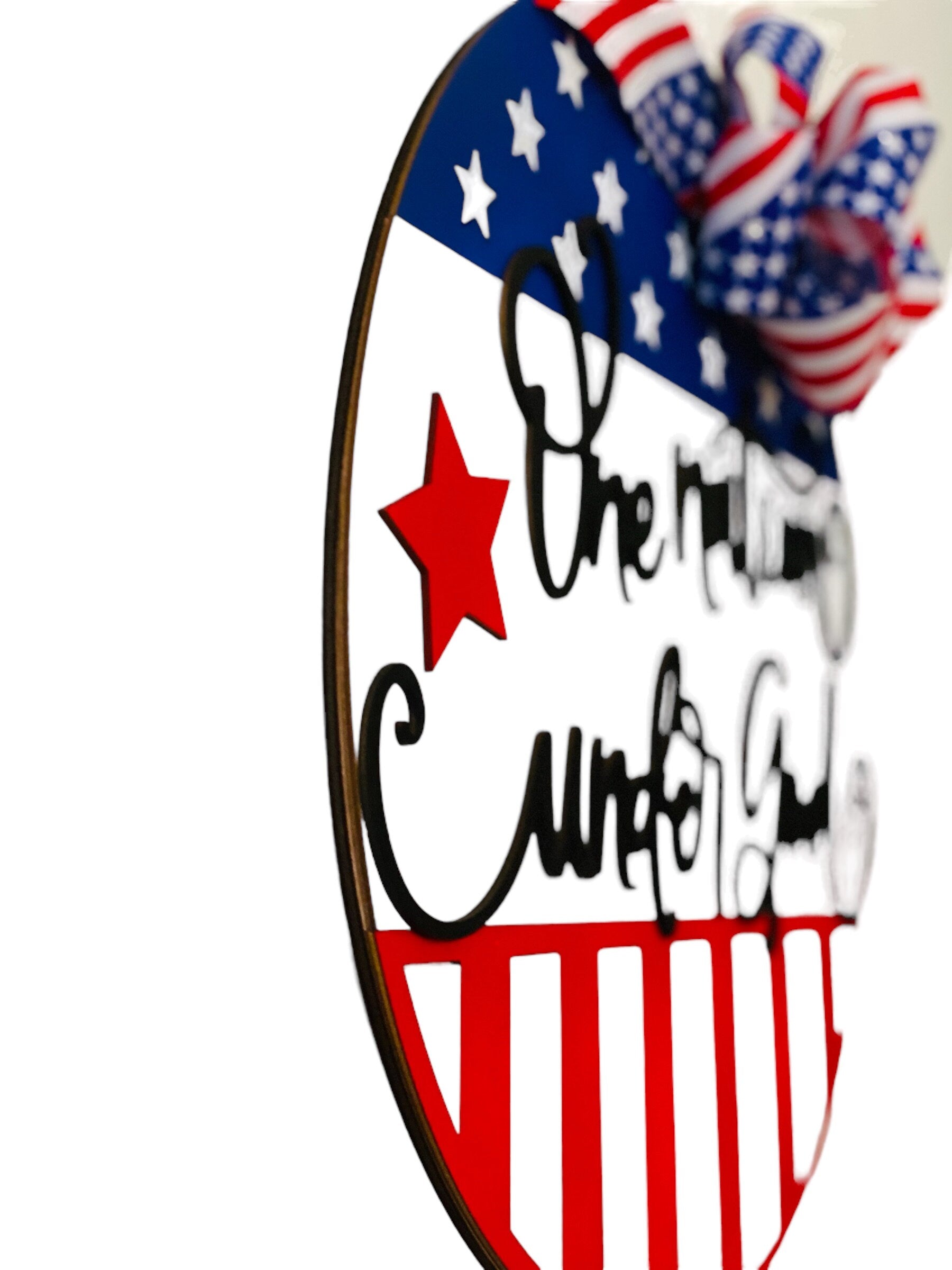 18" Round | Wooden | Fourth of July | Memorial Day | One Nation Under God | Door Sign / Wreath