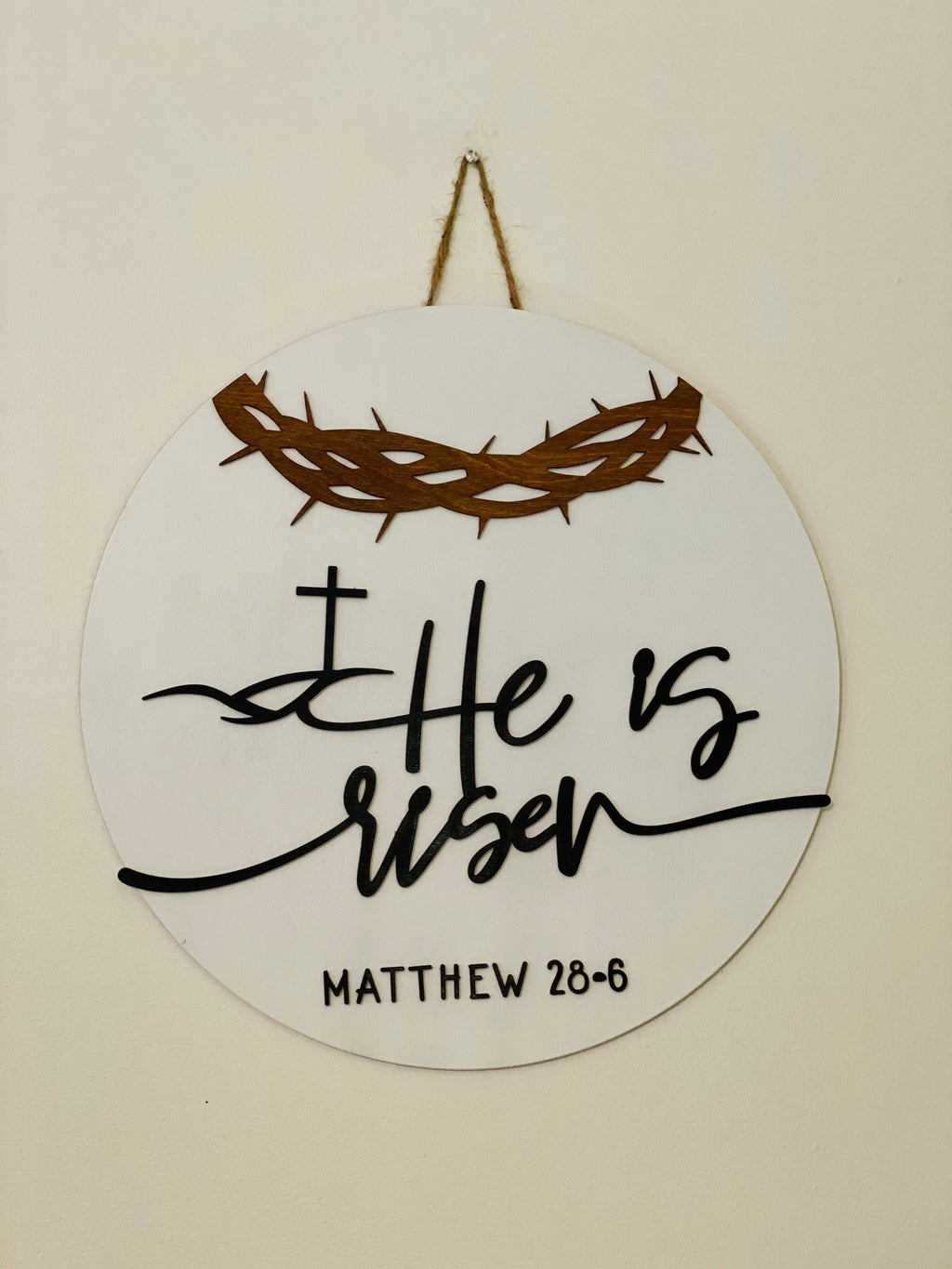 He Is Risen - Raised Lettering- White - Religious - Easter - Large - Door Sign / Wreath