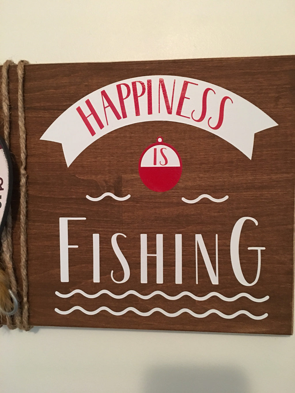Happiness Is Fishing | Rustic Wooden Sign | Father's Day| Father of the Bride | Gift