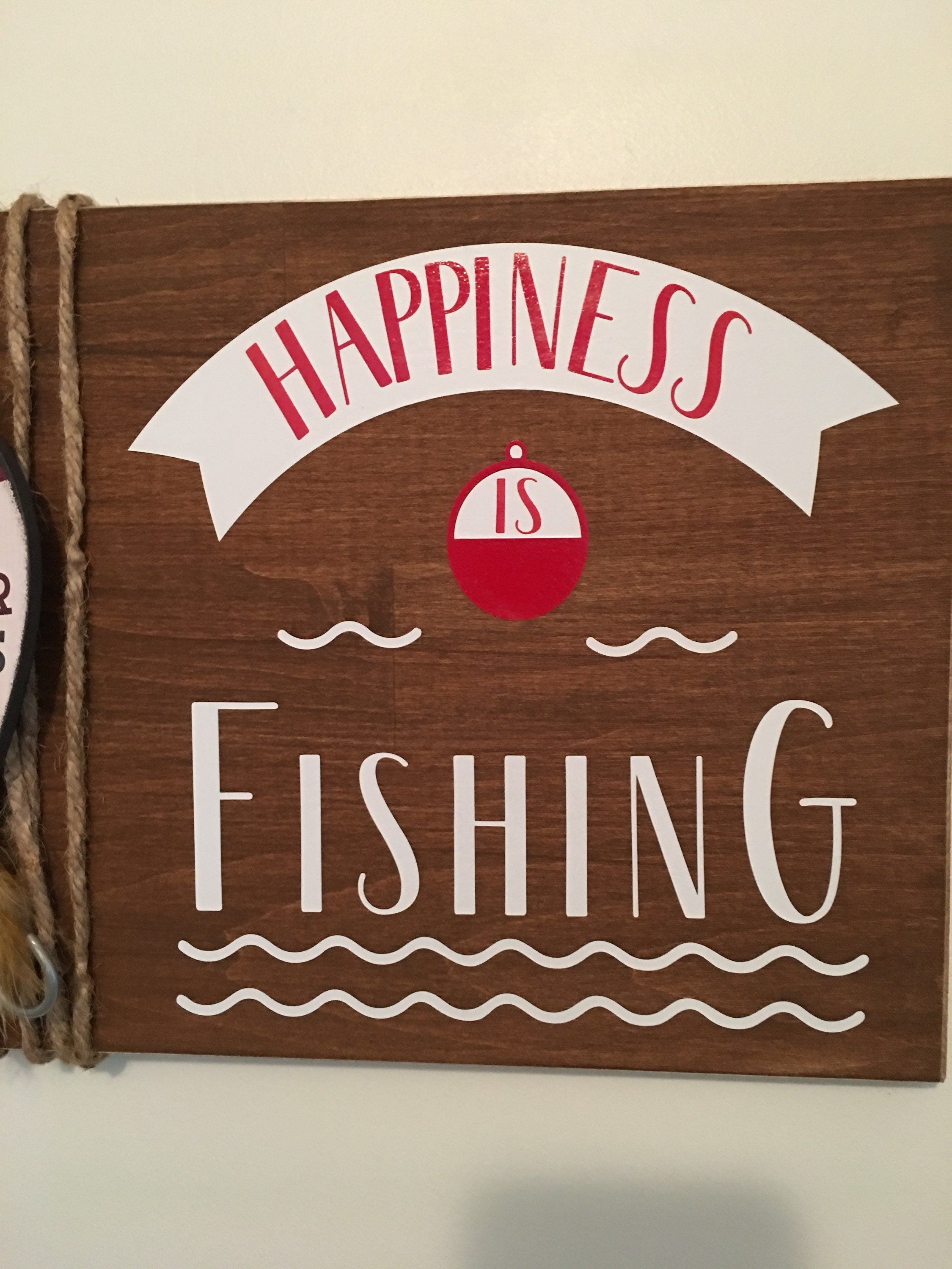Happiness Is Fishing | Rustic Wooden Sign | Father's Day| Father of the Bride | Gift