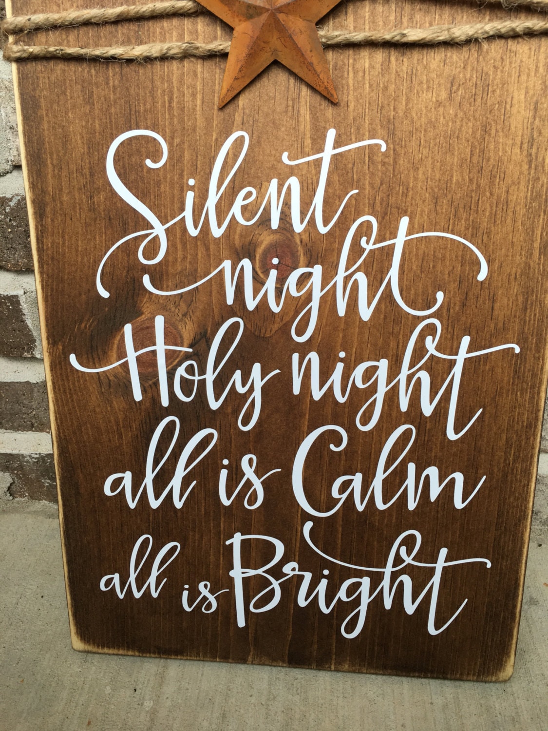 Silent Night Rustic Wooden Christmas / Winter Sign