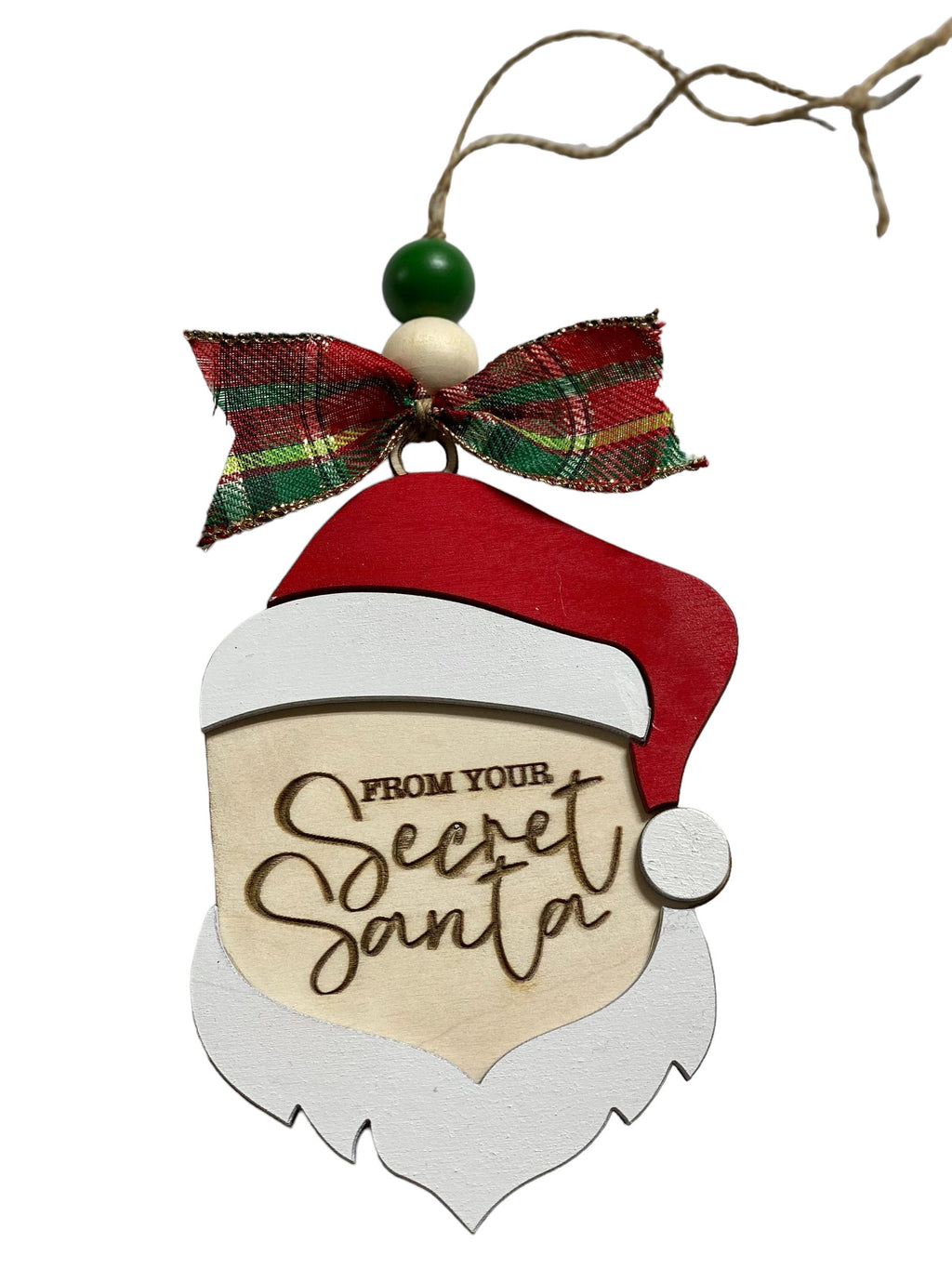 Secret Santa  -  Christmas Money or Gift Card Holder - Wooden Ornament