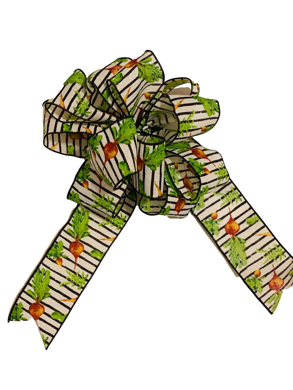 Easter Spring Carrots Striped - Add On Bow for Wreaths or Signs - Puffy Fluffy Bow for Gift or Present