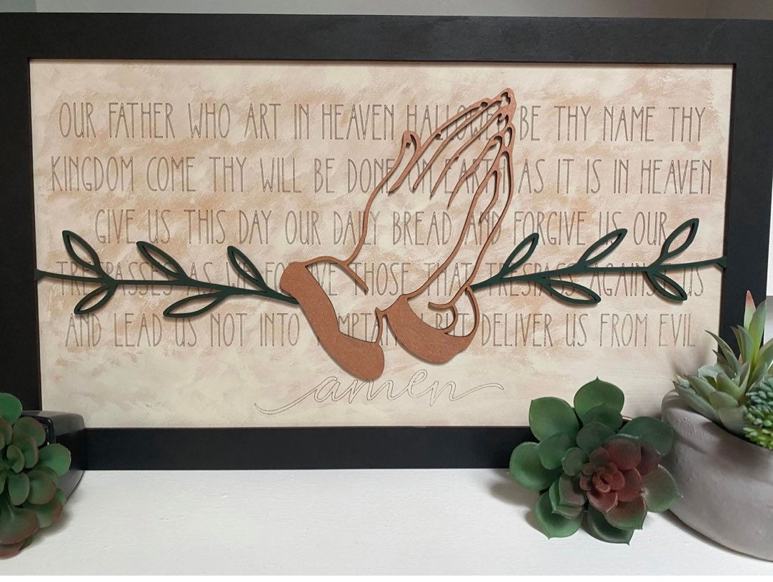 The Lord’s Prayer - Layered Wooden Religious Sign - Gift for Him Her - Wedding Anniversary Presents