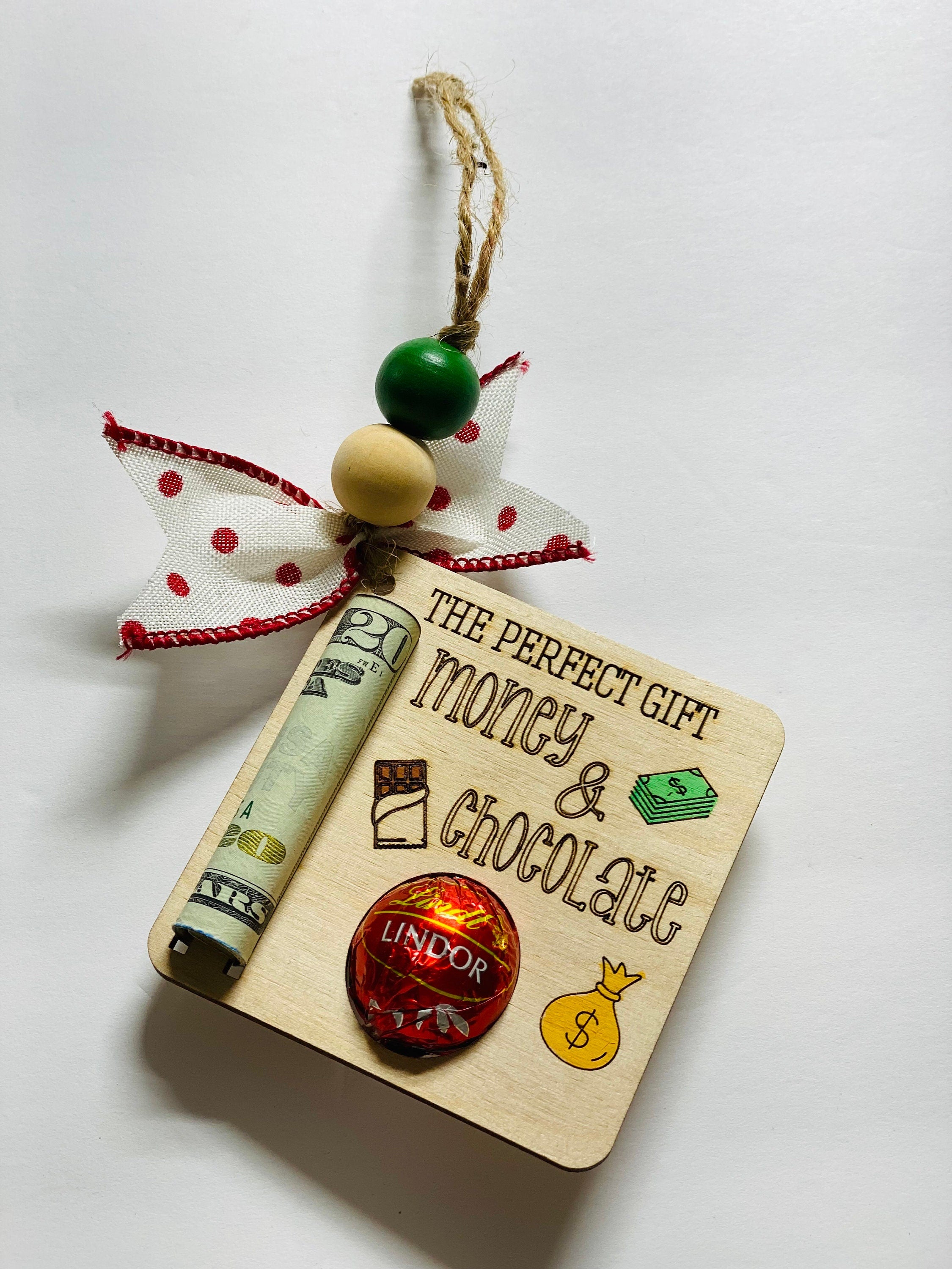 Christmas  - Money Holder / Chocolate - Wooden Ornament - Gift for Him Her