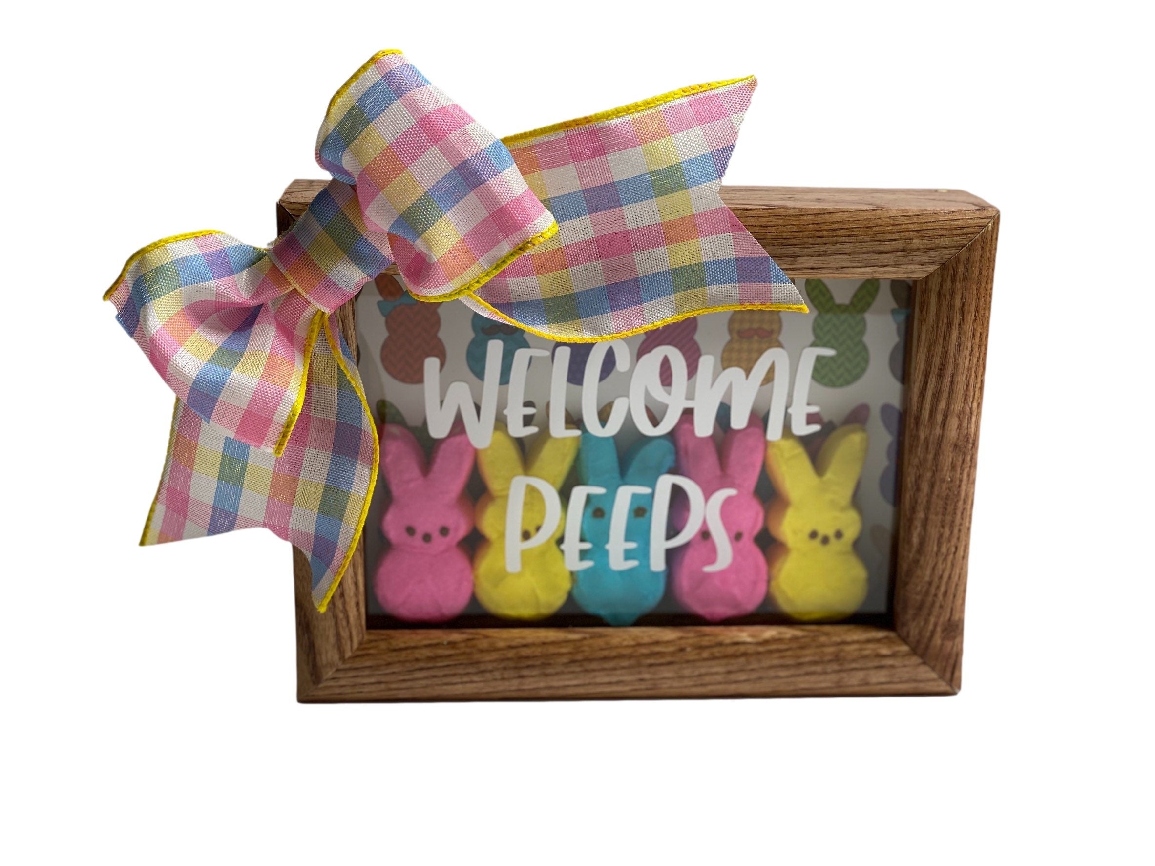 Welcome Peeps - Easter - 5 x 7 Wooden Shadow Box - With Peeps Filler