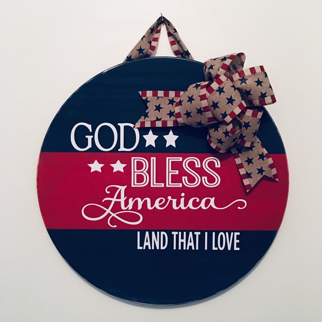 18" Round | Wooden |Fourth of July | Memorial Day| Door Sign / Wreath