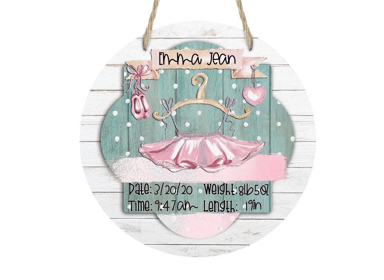 Ballerina Girl Nursery - Hospital Room - Personalized - Tutu Shoes - Baby Shower Gift - Door Sign / Wreath