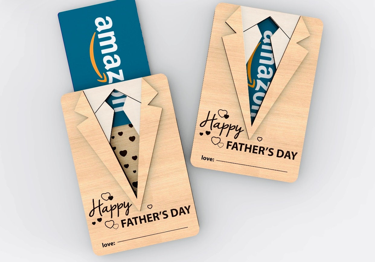 Father’s Fathers Day - Suit and Tie  - Gift Card Money  Holder - Wooden - Gift Present for Dad Grandpa