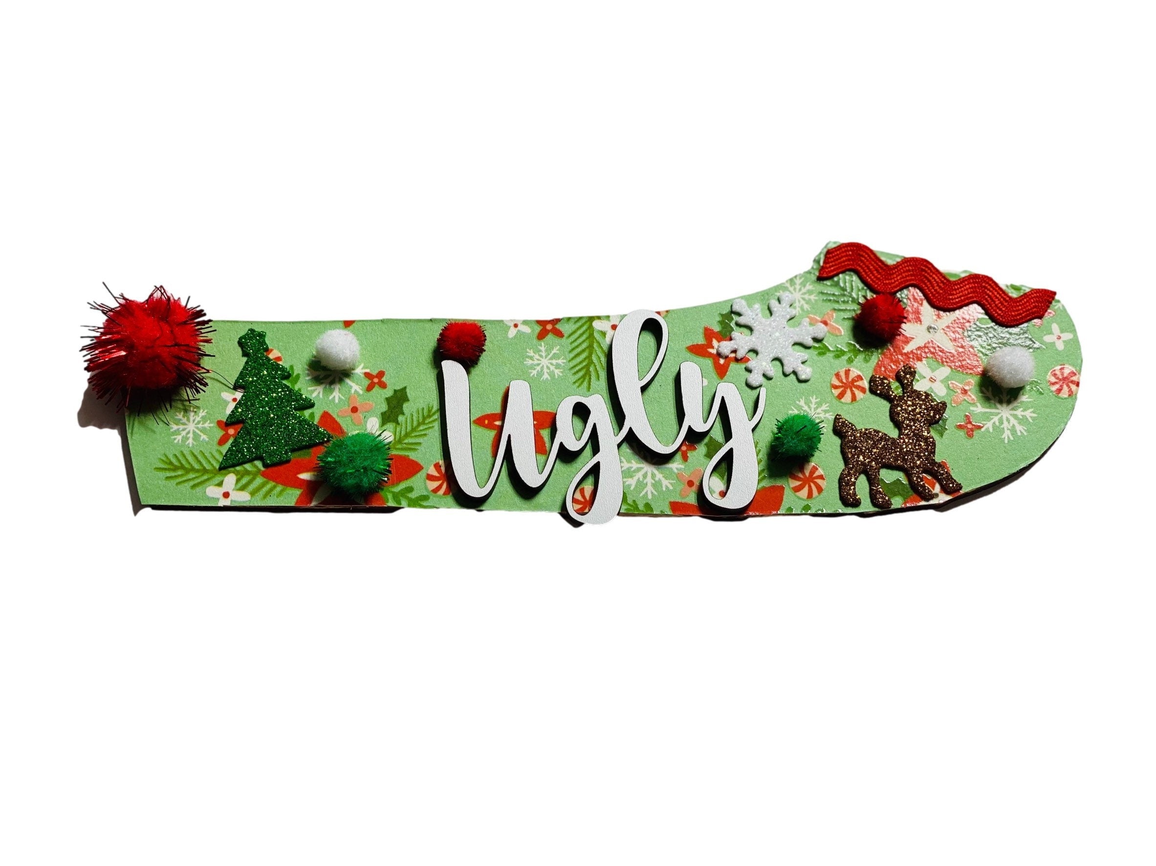 Add on Outfit for Dachshund Doxie - Ugly Sweater - Weiner Dog - Large Round Wooden Shiplap Door Hanger / Wreath / Sign