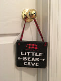 Black | Rustic | Little Bear Cave | Buffalo Plaid | Wooden | Door Sign | Door Hanger| Little Boys Room | Nursery