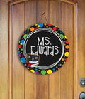 Teacher’s Room - Personalized - Books - Polka Dot - Door Sign / Wreath