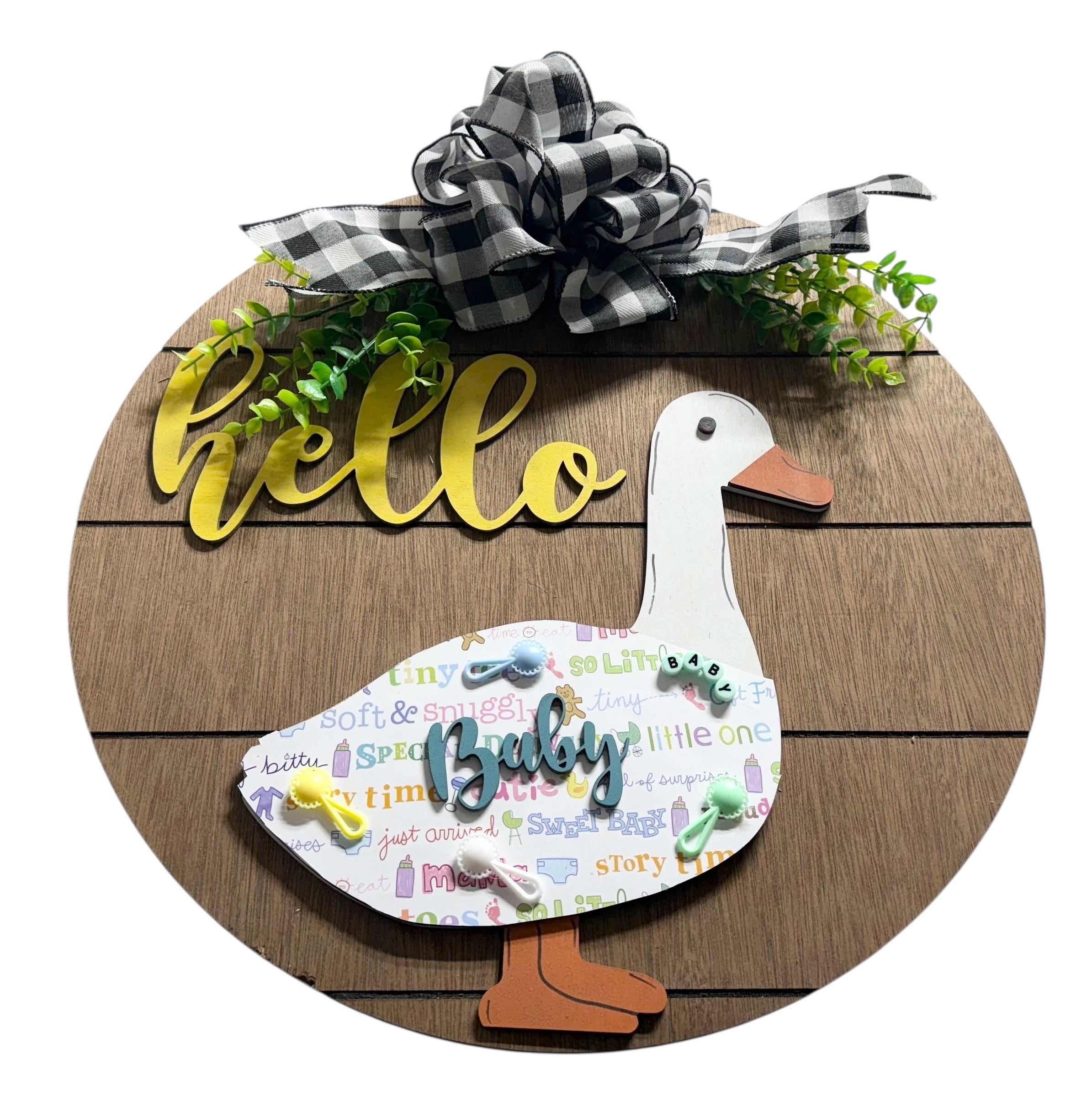 Add on Outfit - Baby - For Goose Goosey Interchangeable Large Round Wooden Shiplap Door Hanger / Wreath or Standup