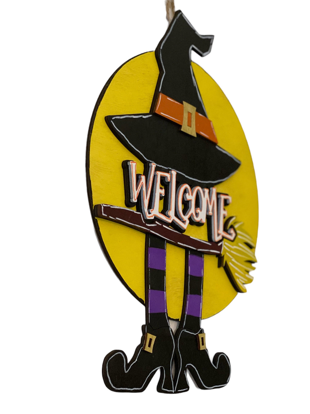 Welcome - Witch - Wooden  Halloween - Door Sign / Wreath