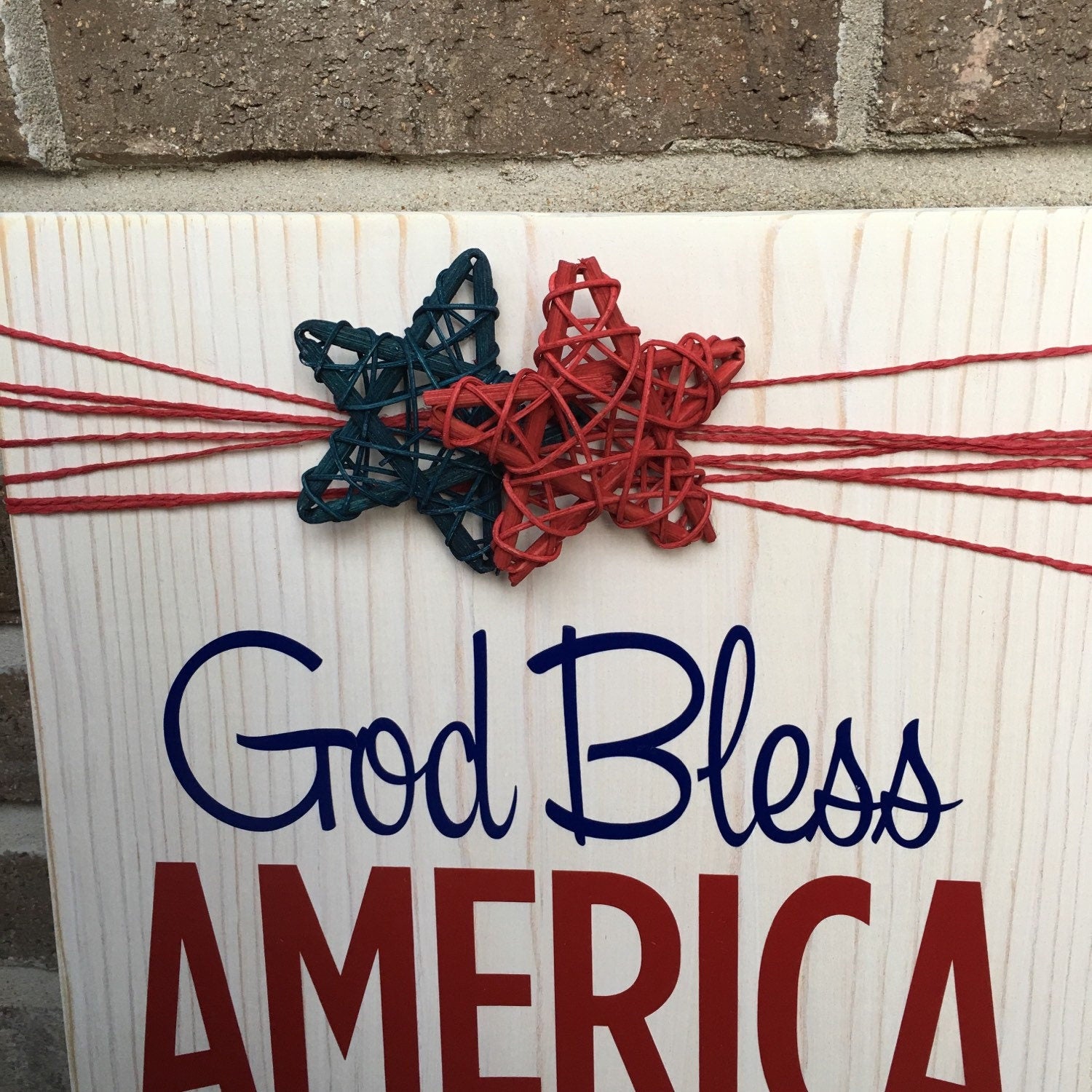 Wooden Rustic Sign Memorial Day /Fourth of July "God Bless America"