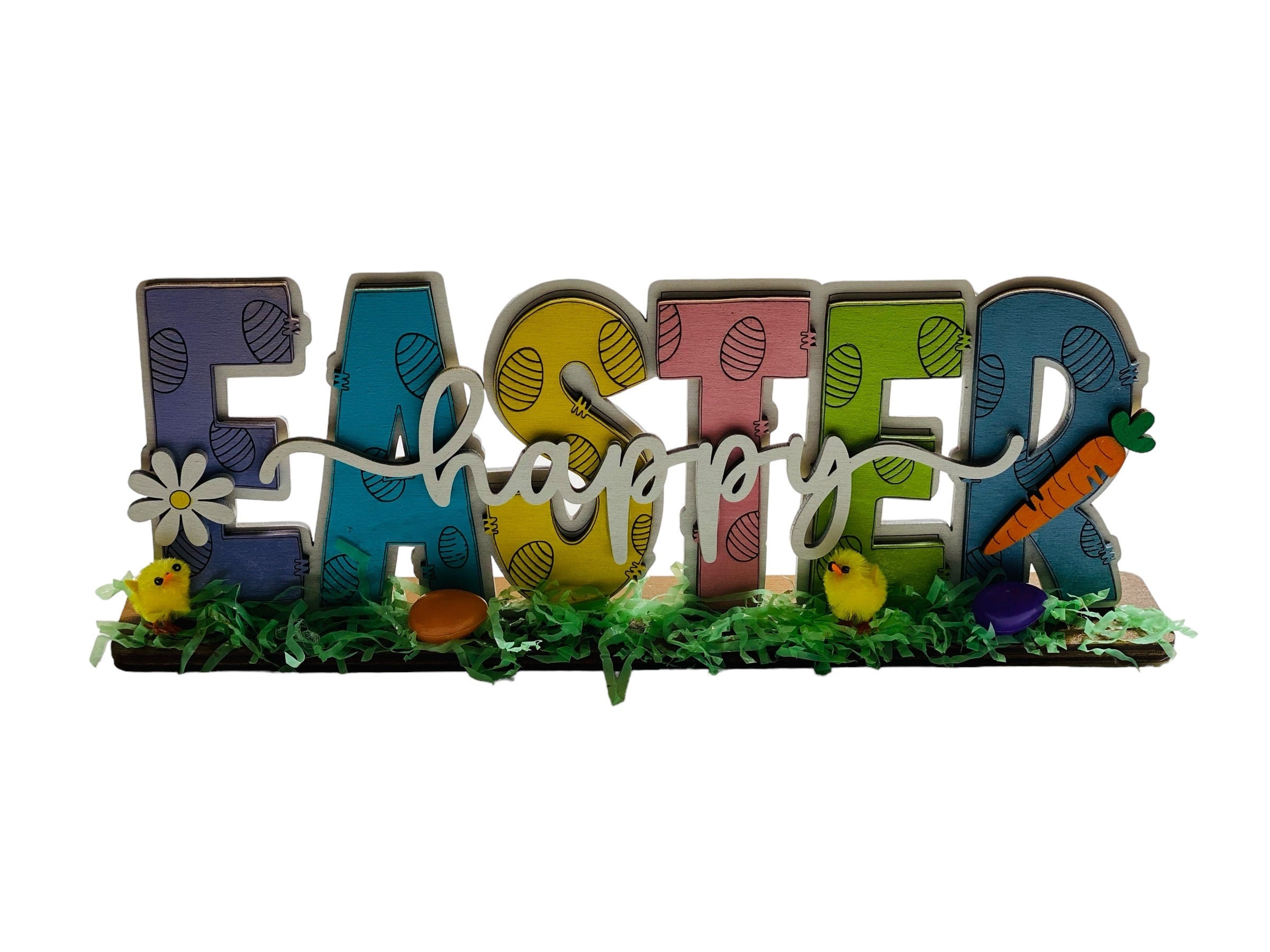 Happy Easter | Decorative | Shelf Sitter | Spring Decor | Carrot Easter Egg