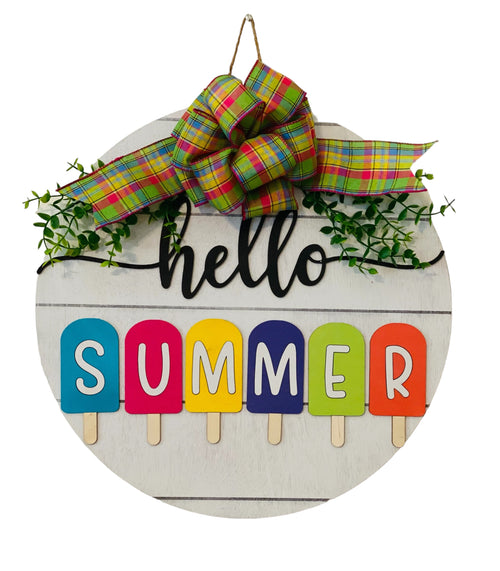 18" Round | Wooden | Summer | Popsicles | Pool | Porch Door Sign / Wreath