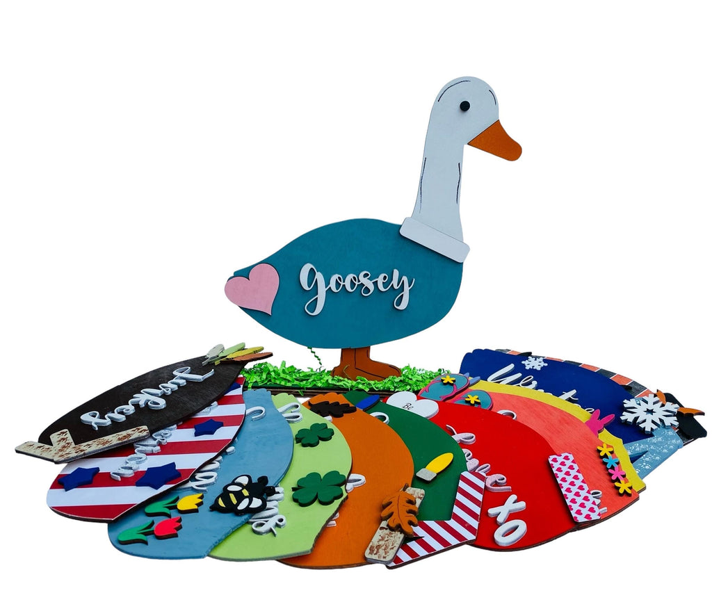 Hello Goose - Goosey - Interchangeable Holidays Seasons - Desktop Standup - Classroom - Office Desk - Porch Goose - Gift Mom
