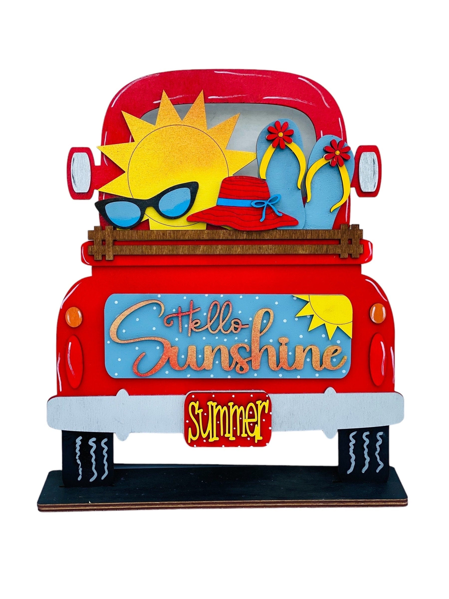 Add On Summer Set - Interchangeable- Vintage Truck - Stand up - Door Sign