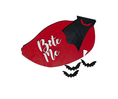 Add on Outfit - Dracula - Bite Me - Halloween - For Goose Goosey Interchangeable Large Round Wooden Shiplap Door Hanger / Wreath or Standup